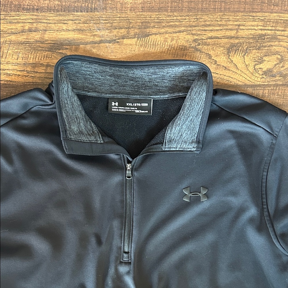 Under Armour Men's ColdGear Midnight Black Performance Jacket Quarter Zip - Picture 2 of 2